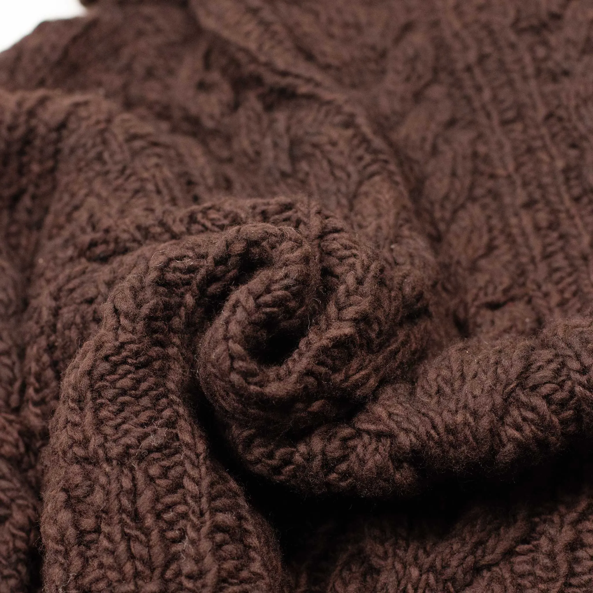 Chamula handknit fisherman turtleneck in Chocolate brown merino wool