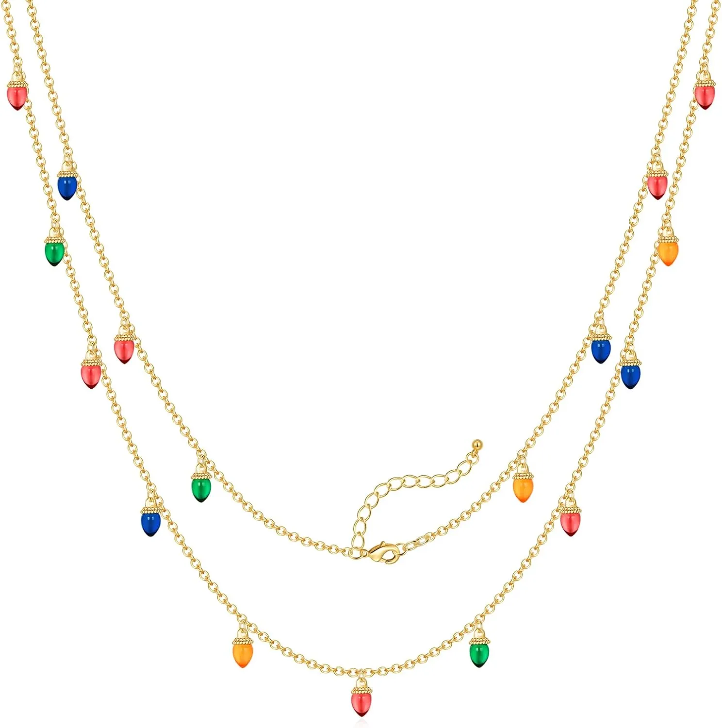 Christmas Necklaces for Women Colorful Light Bulb Necklace Christmas Tree Pendant Necklace Cute Xmas Reindeer Charm Necklaces Holiday Jewelry