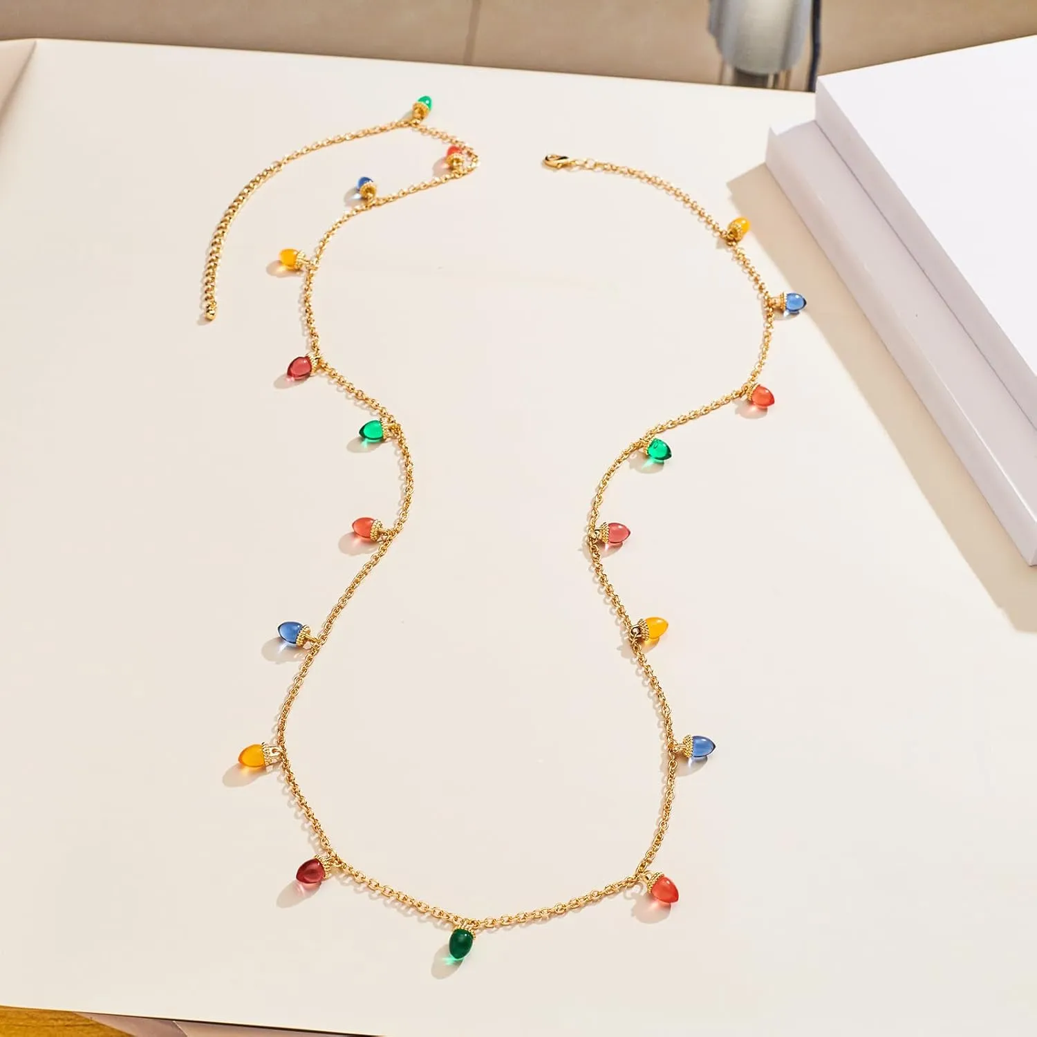 Christmas Necklaces for Women Colorful Light Bulb Necklace Christmas Tree Pendant Necklace Cute Xmas Reindeer Charm Necklaces Holiday Jewelry