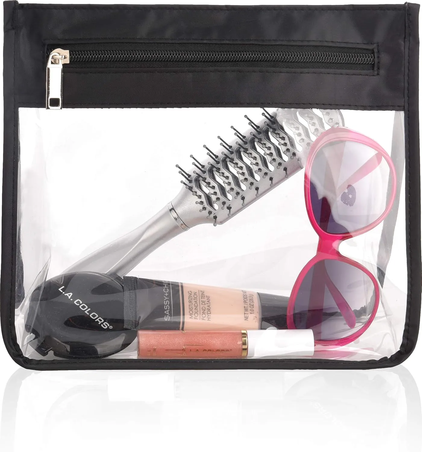 Clear makeup bag cosmetic case & transparant tolietriy kit travel toiletries bag with durable zipper and main pouch
