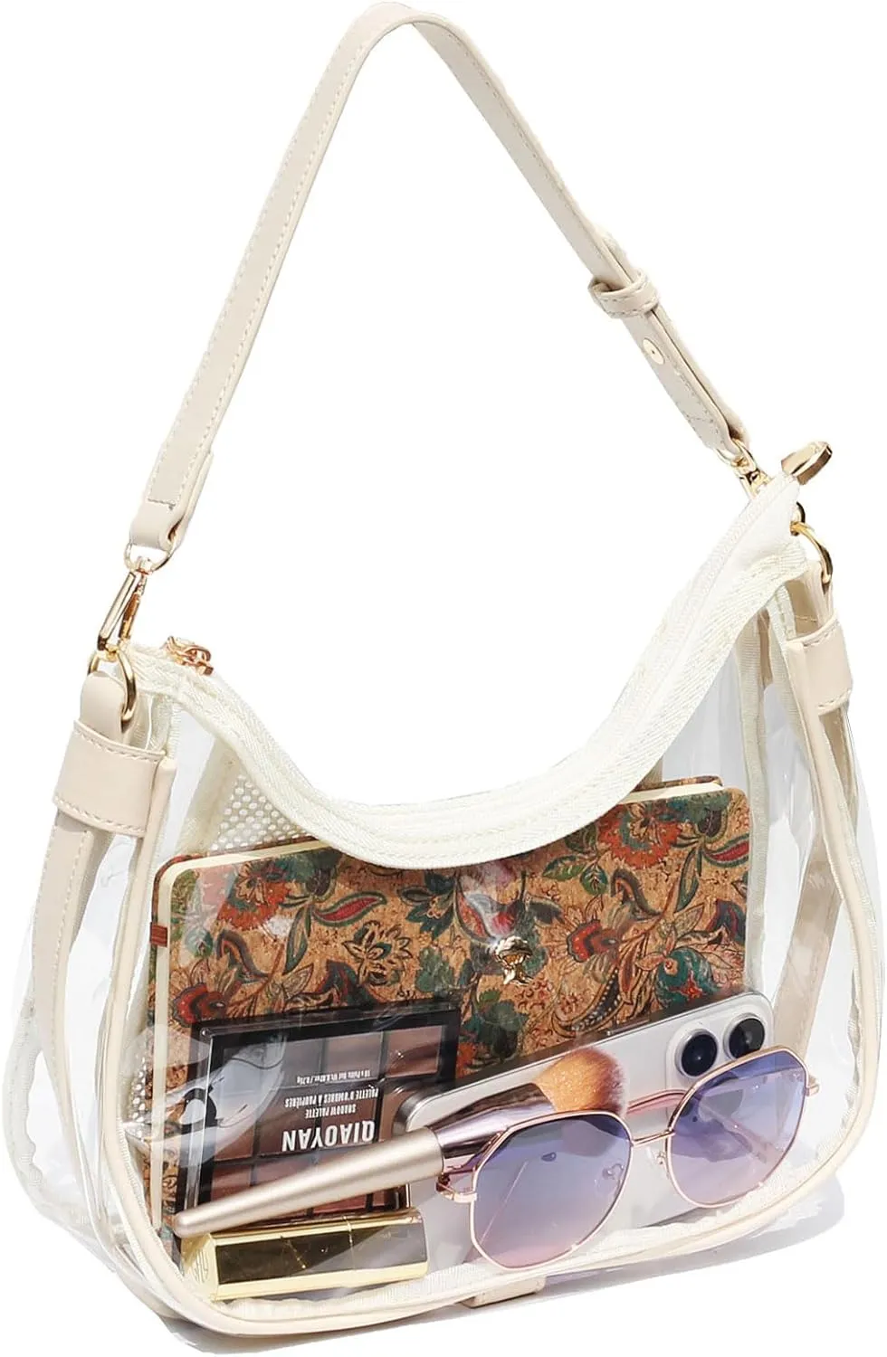 Clear Shoulder Bag for Women  Stadium-Approved Cute Hobo Tote, Crossbody Handbag & Mini Clutch Purse