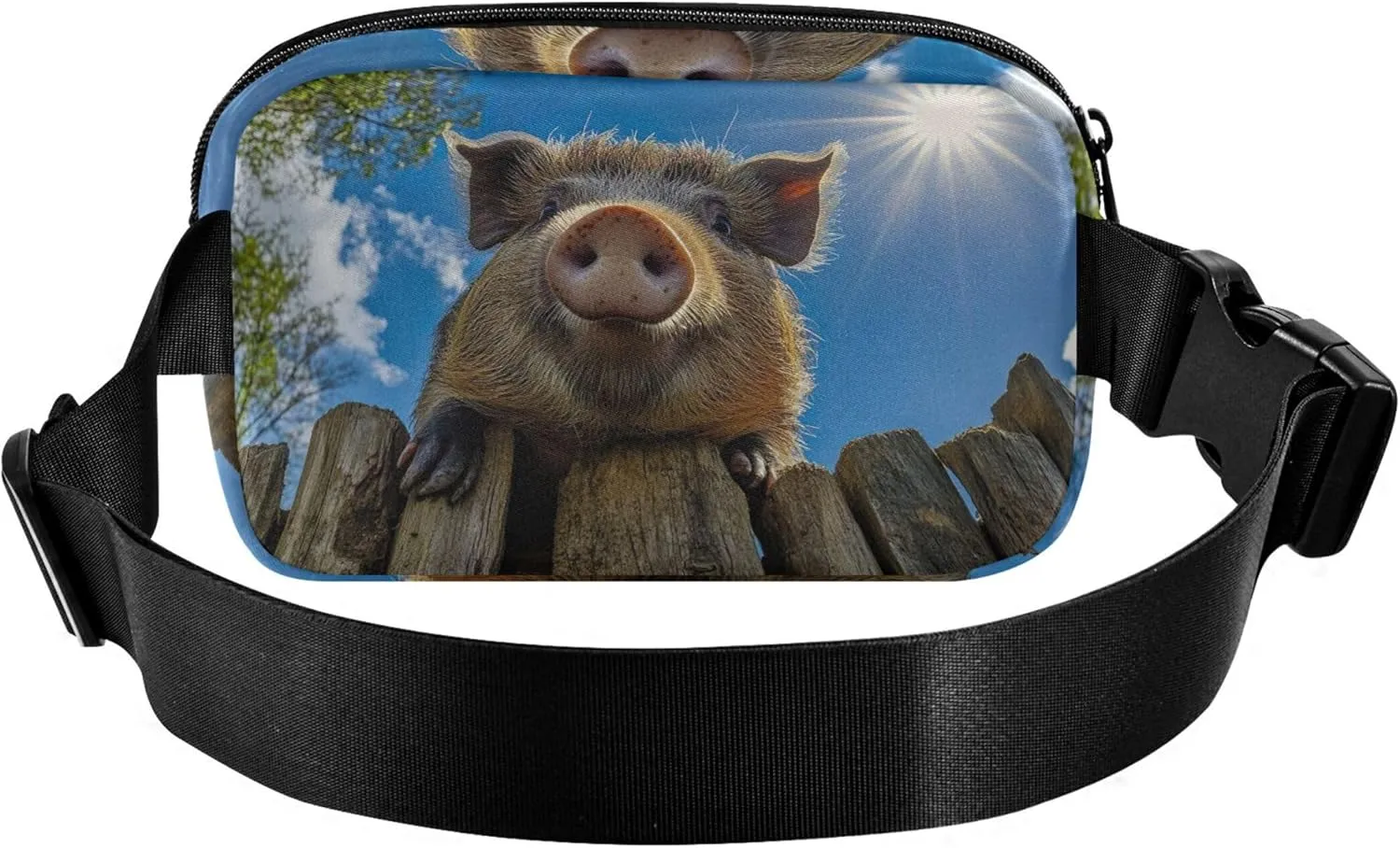 Close Up Cute Pig Print Women Fanny Pack Hiking Belt Bag Hip Pouch Waterproof Waist Pouches for Men