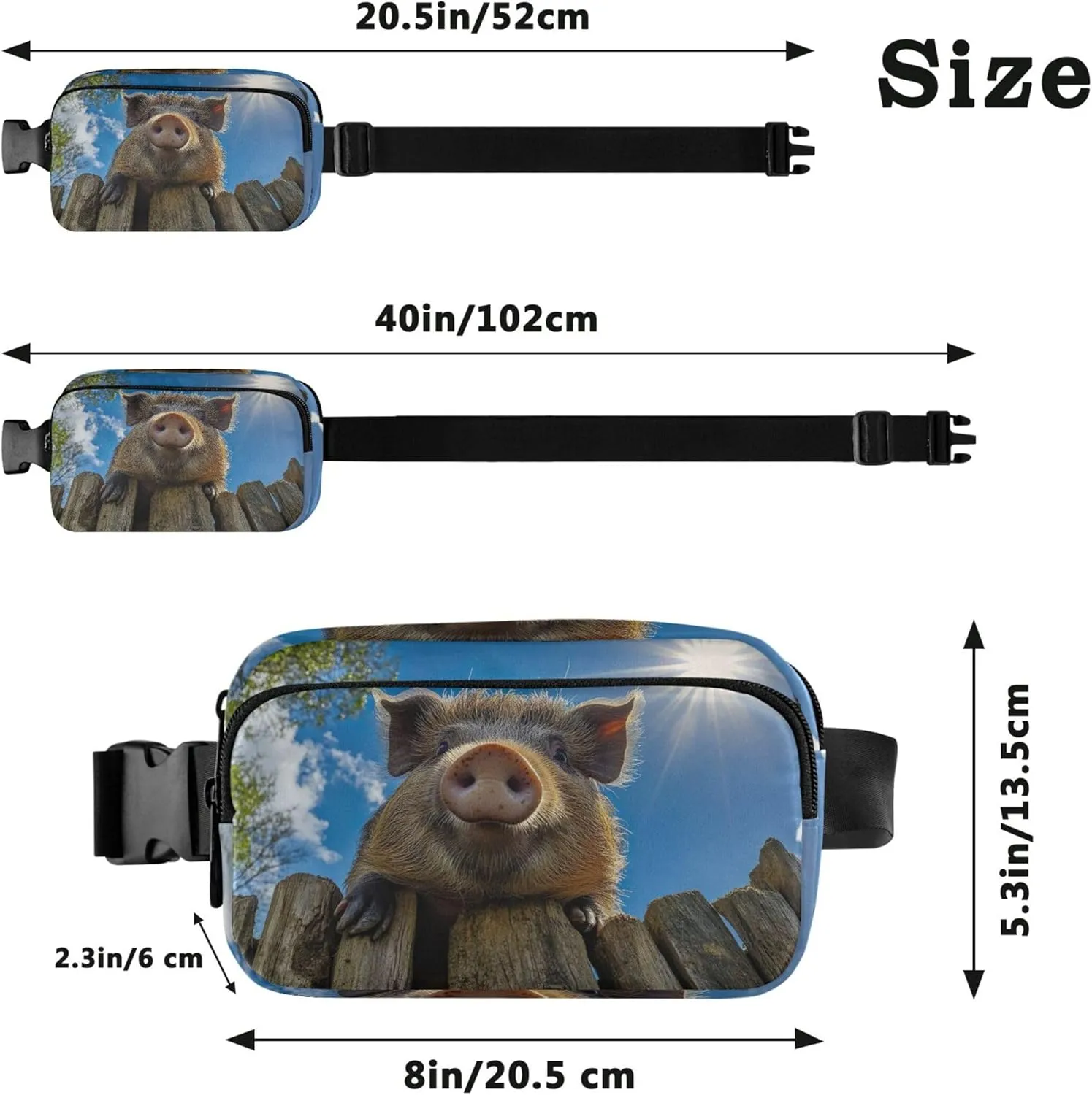 Close Up Cute Pig Print Women Fanny Pack Hiking Belt Bag Hip Pouch Waterproof Waist Pouches for Men