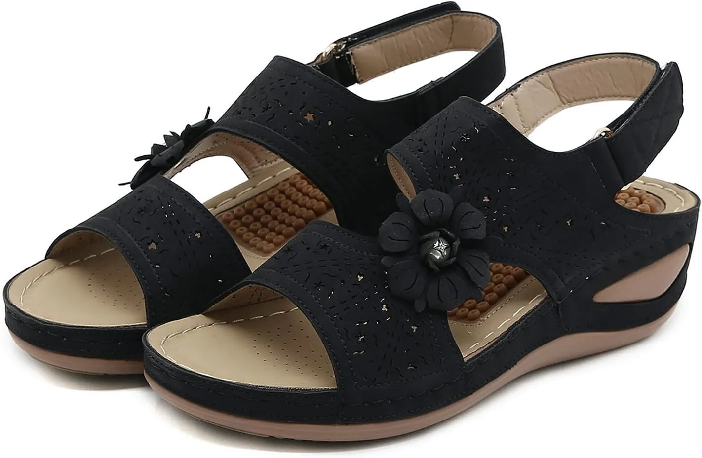 Comfortable Flats for Women Arch Support Sandals for Women Walking Low Wedge Sandals Women Comfortable Cute Ladies Walking Sandals Plantar Fasciitis Yoga Sandals for Women Wrap Sandals for Women