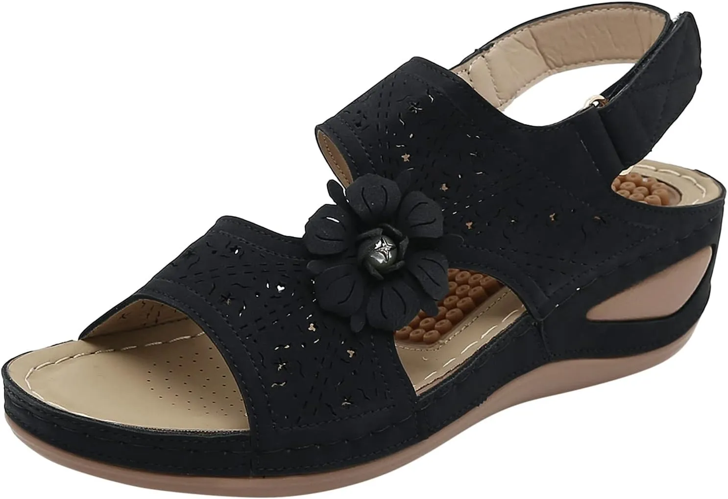 Comfortable Flats for Women Arch Support Sandals for Women Walking Low Wedge Sandals Women Comfortable Cute Ladies Walking Sandals Plantar Fasciitis Yoga Sandals for Women Wrap Sandals for Women