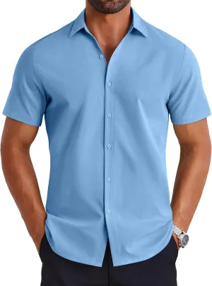 COOFANDY Mens Button Down Shirts Short Sleeve Casual Shirt Summer Untucked Dress Shirts