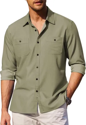 COOFANDY Mens Casual Button Down Shirts Long Sleeve Wrinkle Free Untucked Dress Shirts