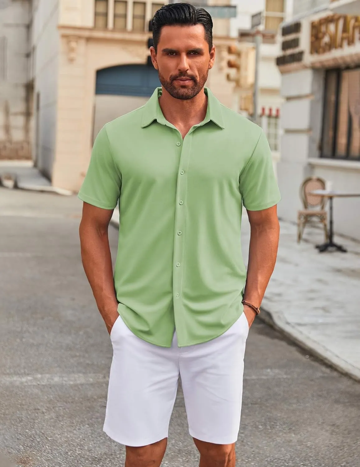 COOFANDY Men's Casual Button Down Short Sleeve Shirts Untucked Wrinkle Free Shirt Stretch Dress Shirts