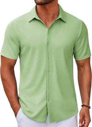 COOFANDY Men's Casual Button Down Short Sleeve Shirts Untucked Wrinkle Free Shirt Stretch Dress Shirts