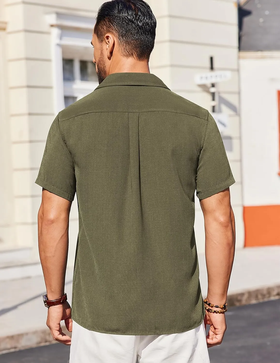 COOFANDY Mens Casual Short Sleeve Shirts Button Down Textured Shirts Summer Beach Shirt with Pocket