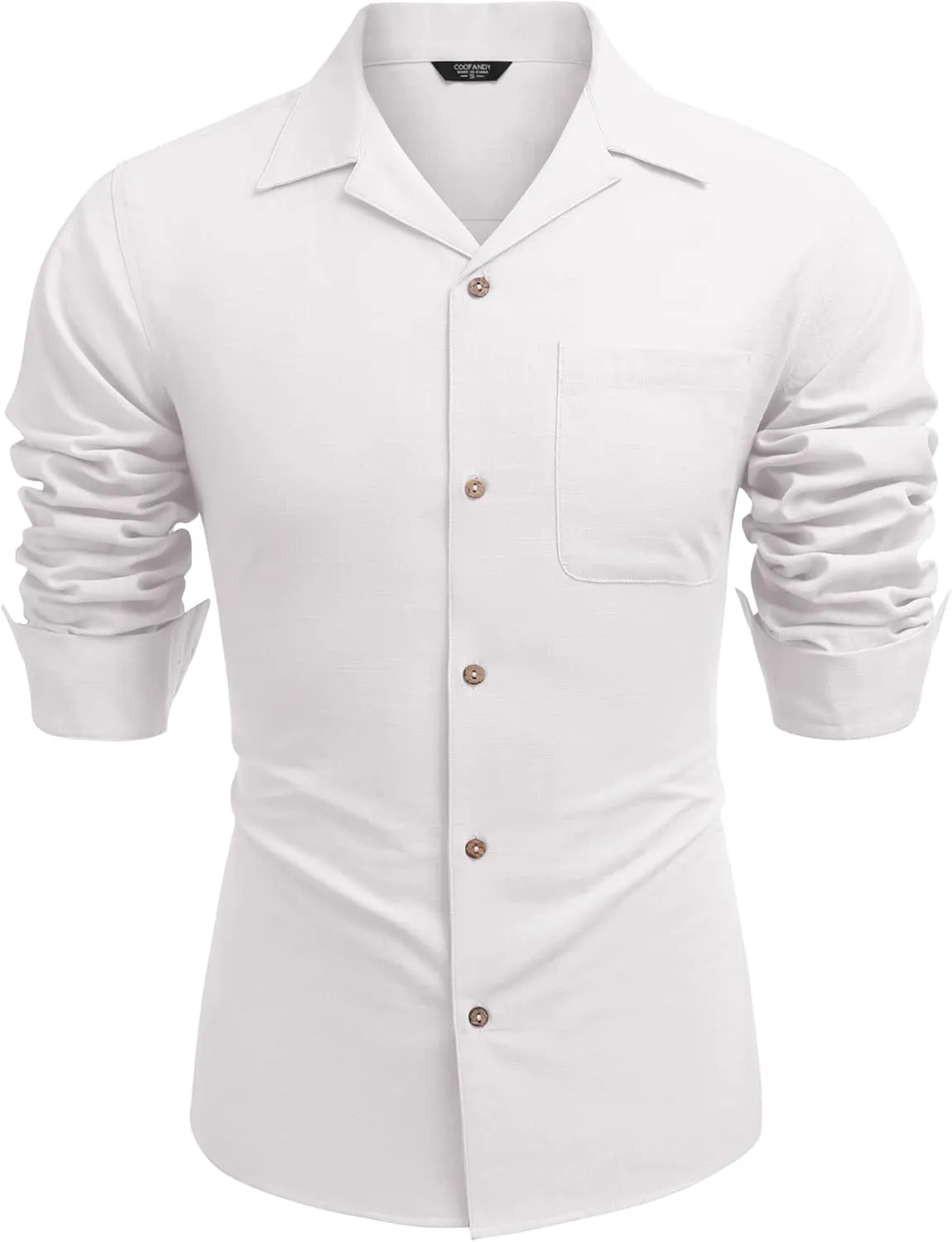 COOFANDY Men's Cotton Linen Shirts Long Sleeve Casual Buttton Down Shirts Beach Top