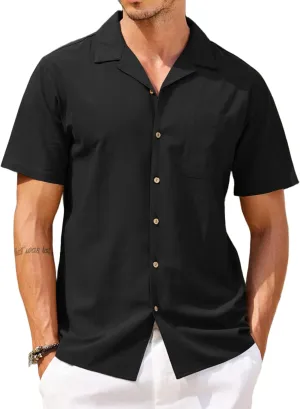 COOFANDY Men's Hawaiian Floral Shirts Cotton Linen Button Down Tropical Holiday Beach Shirts