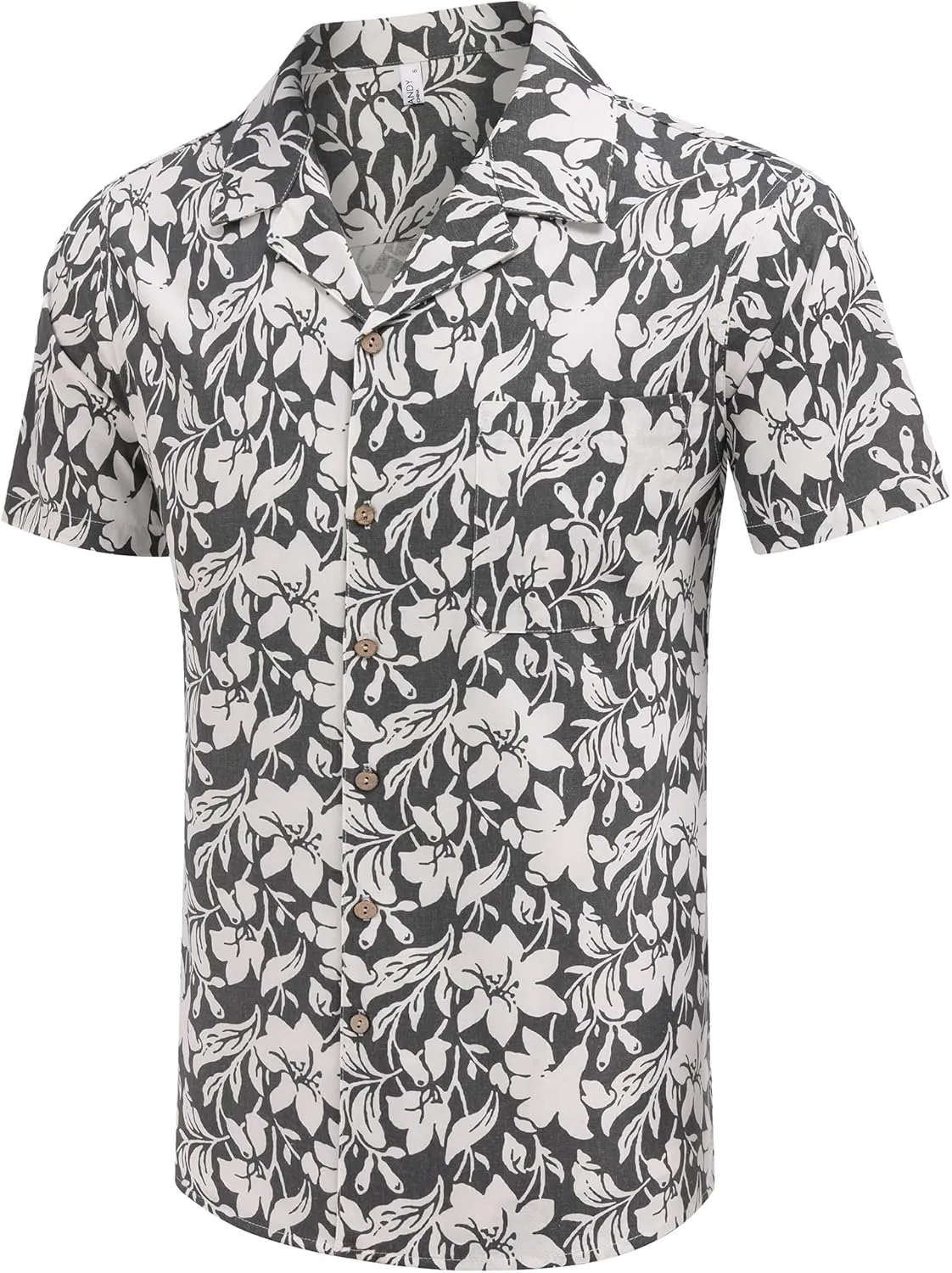 COOFANDY Men's Hawaiian Floral Shirts Cotton Linen Button Down Tropical Holiday Beach Shirts