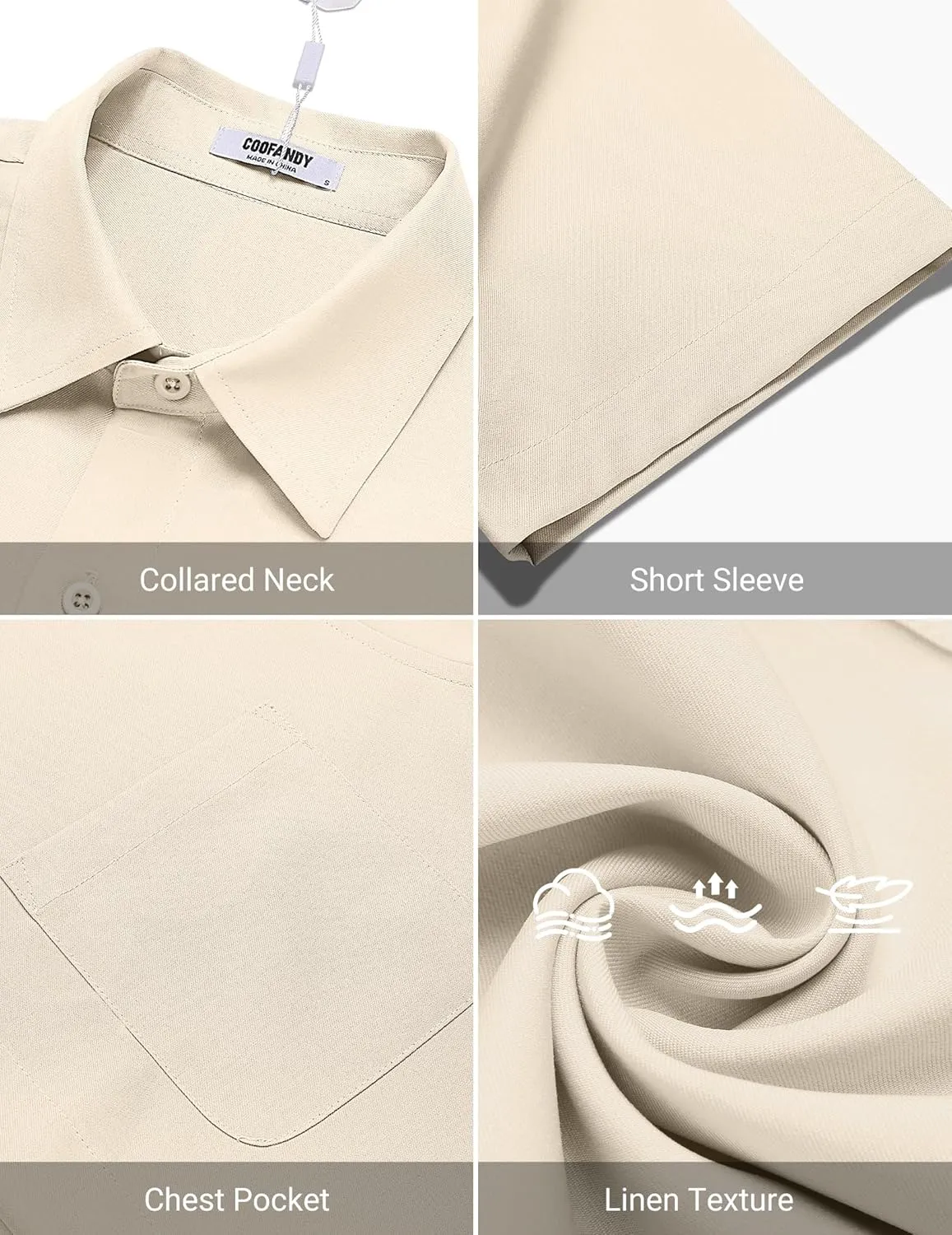 COOFANDY Shirts for Men Short Sleeve Button Down Shirt Casual Summer Beach Shirts