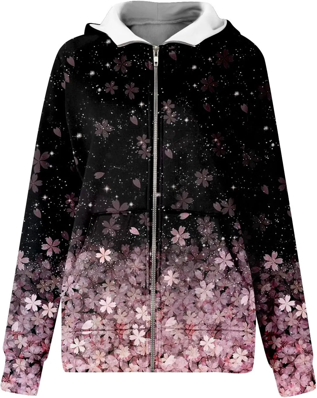COTECRAM Womens Full Zip Up Hoodie Long Sleeve Oversized Graphic Sweatshirt Fall Jacket with Pockets Fashion Clothes 2024