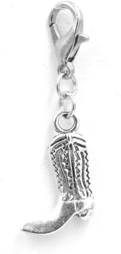 Cowboy Boot Clip on Charm Perfect for Necklaces and Bracelets 96Ag