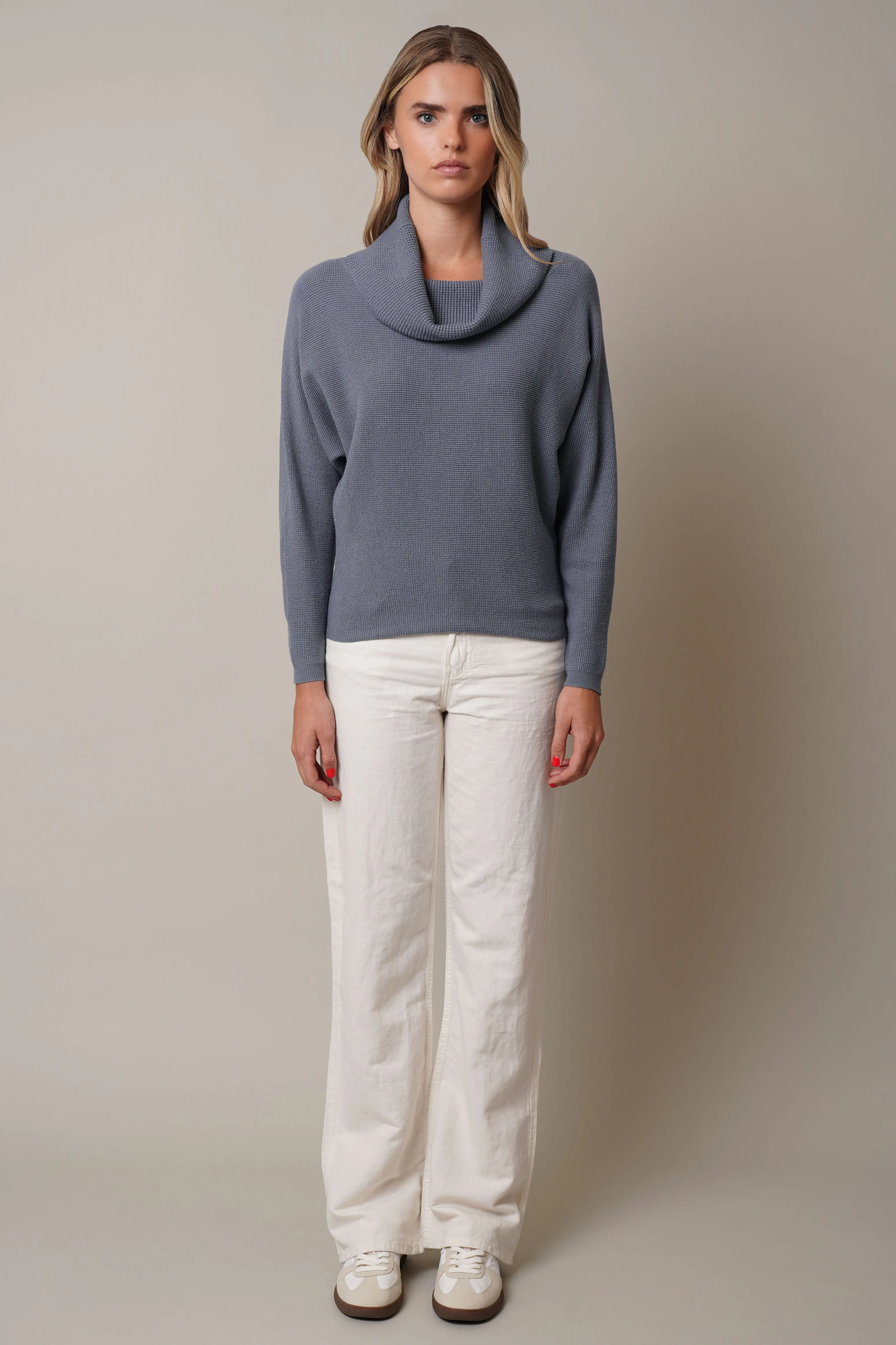 Cowl Neck Dropped Sleeve Sweater