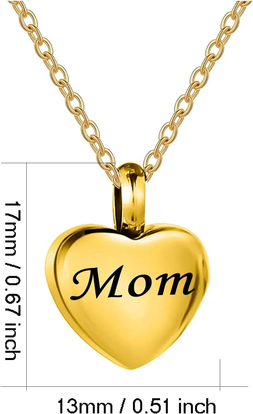 Cremation Jewelry Small Heart Urn Necklace Ashes for Women Men Keepsake Pendant Memorial Human Ash Holder