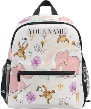 Custom Kid's Name Toddler Backpack,Personalized Todder Backpack with Name/Text Colorful Cartoon Elephant Book Bag Practical and Durable Daycare Bag for Travel,Toys