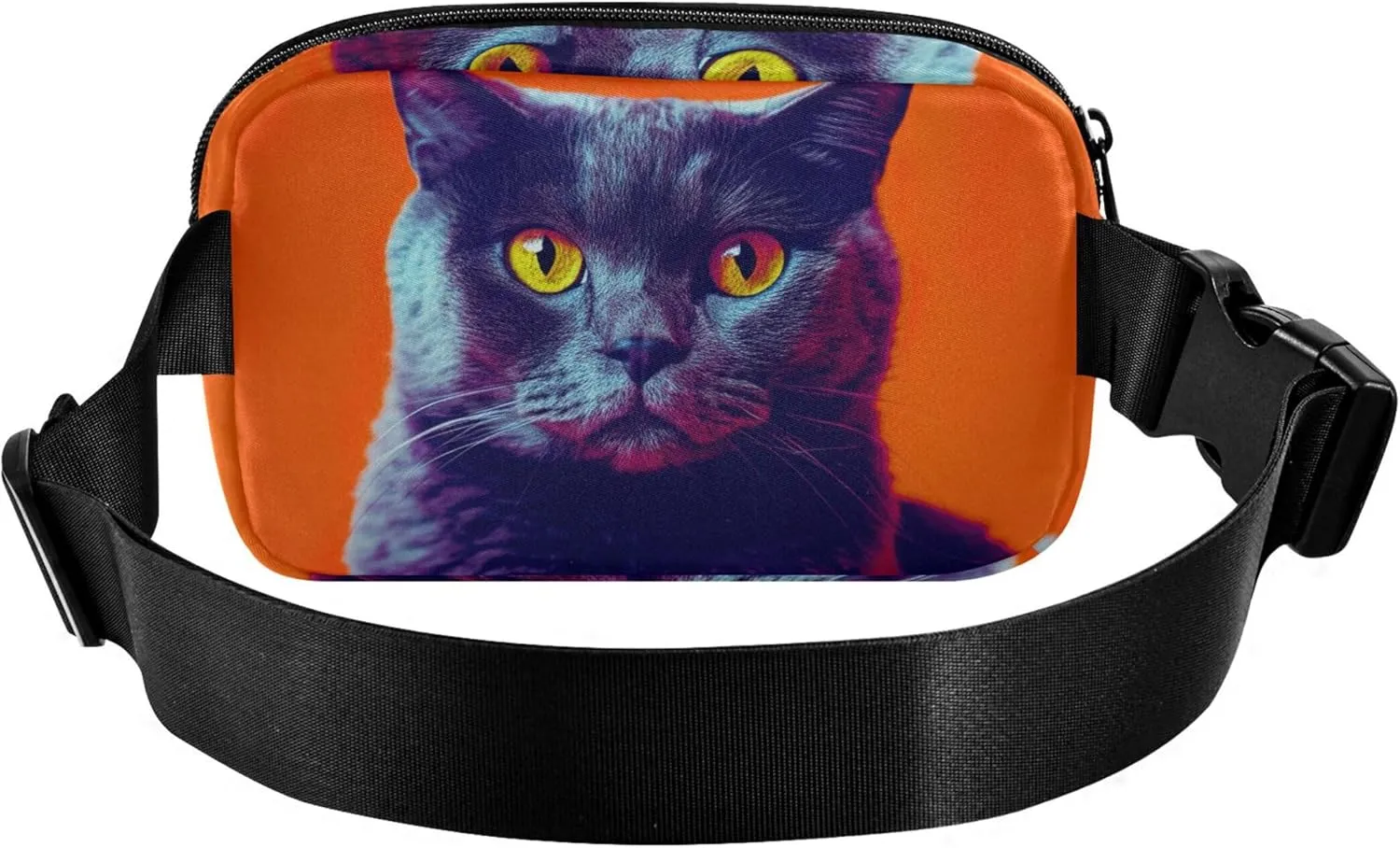 Cute Cat Black Orange Fanny Pack for Women Waterproof Hip Bag Belt Purse Cute Waist Pouches for Men
