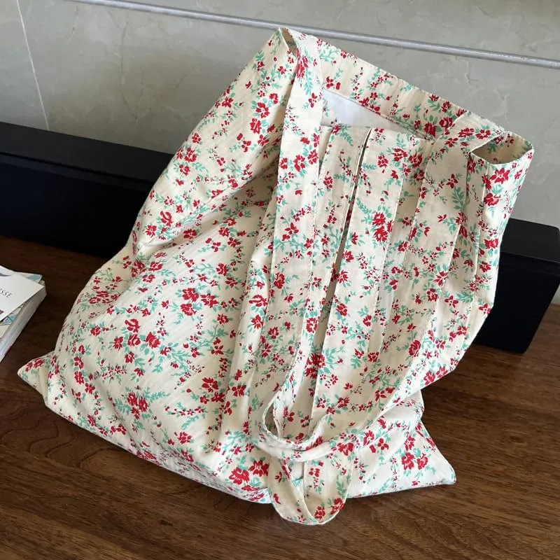 Cute Tote Bag Y2k Purse Coquette Canvas Crossbody Shoulder Bag Trendy Aesthetic Harajuku Floral Tote Bag Fairycore Bag