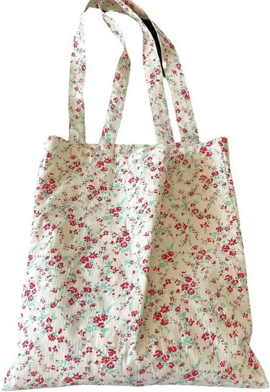 Cute Tote Bag Y2k Purse Coquette Canvas Crossbody Shoulder Bag Trendy Aesthetic Harajuku Floral Tote Bag Fairycore Bag