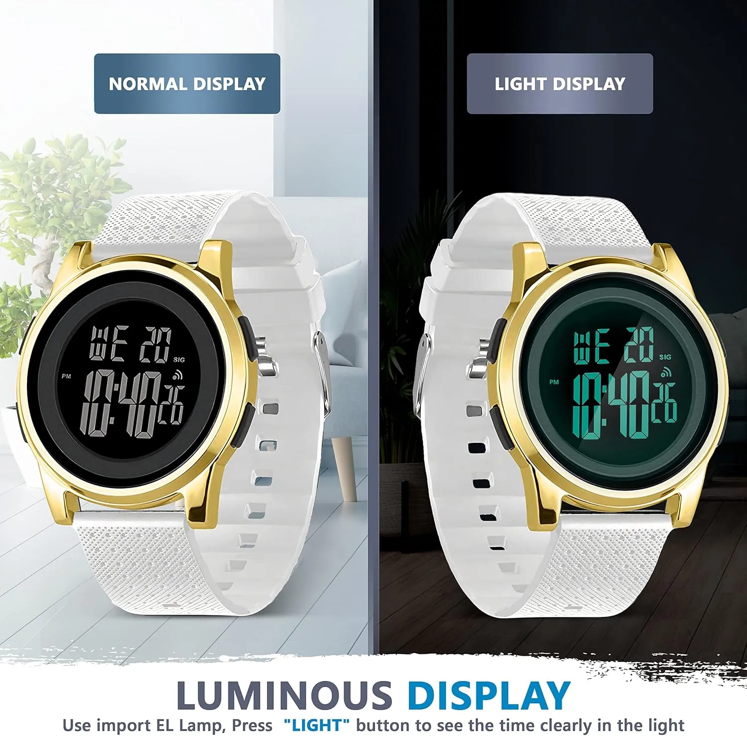 D Dash Ultra-Thin Minimalist Sports Waterproof Digital Watches Men with Wide-Angle Display Rubber Strap Wrist Watch for Men Women