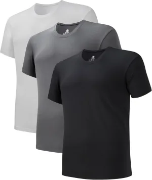 DAVID ARCHY Men's Undershirts Micro Modal Ultra Soft T-Shirts Stretch Moisture-Wicking Crewneck/V-Neck Tees for Men, 3-Pack