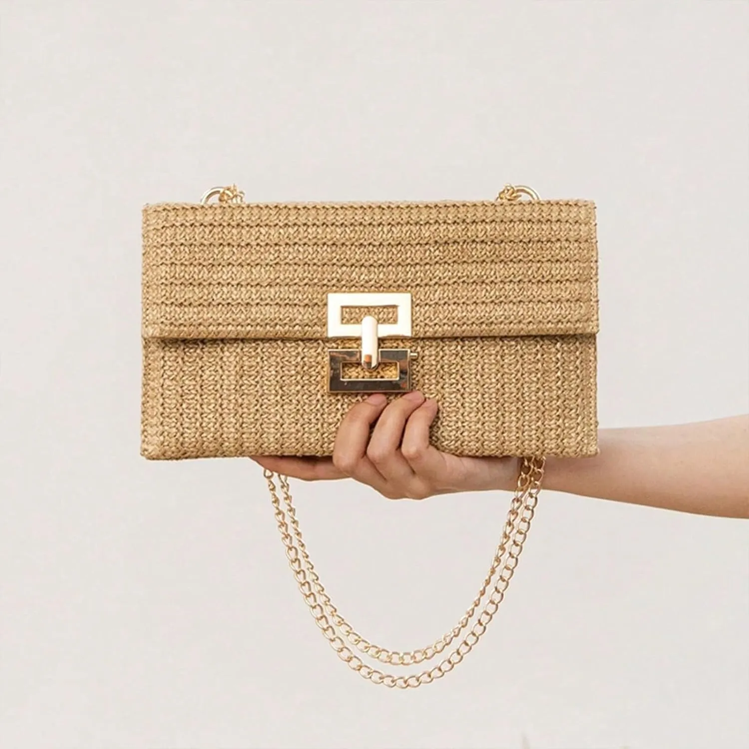 Designer Evening Handbag Summer Beach Shoulder Crossbody Straw Clutch Purse for Women