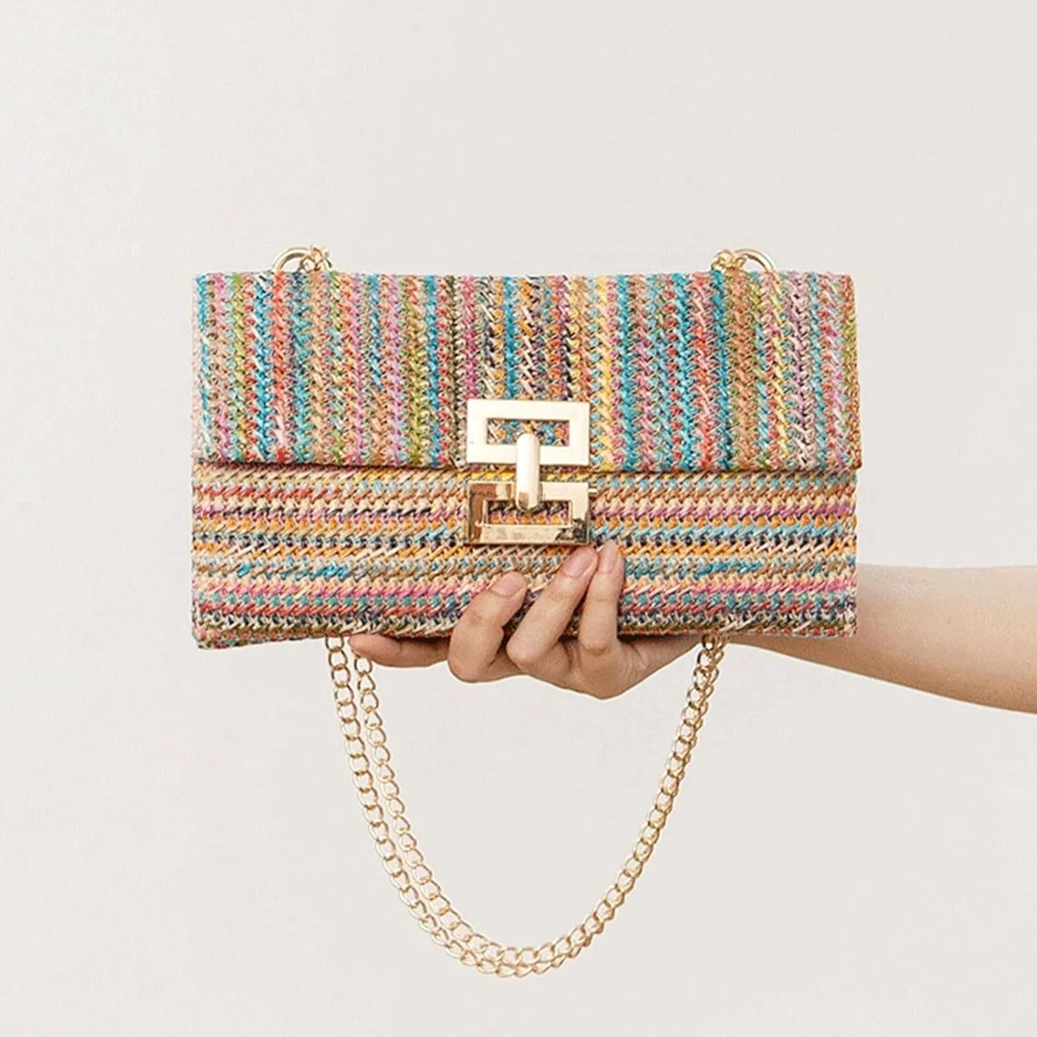 Designer Evening Handbag Summer Beach Shoulder Crossbody Straw Clutch Purse for Women
