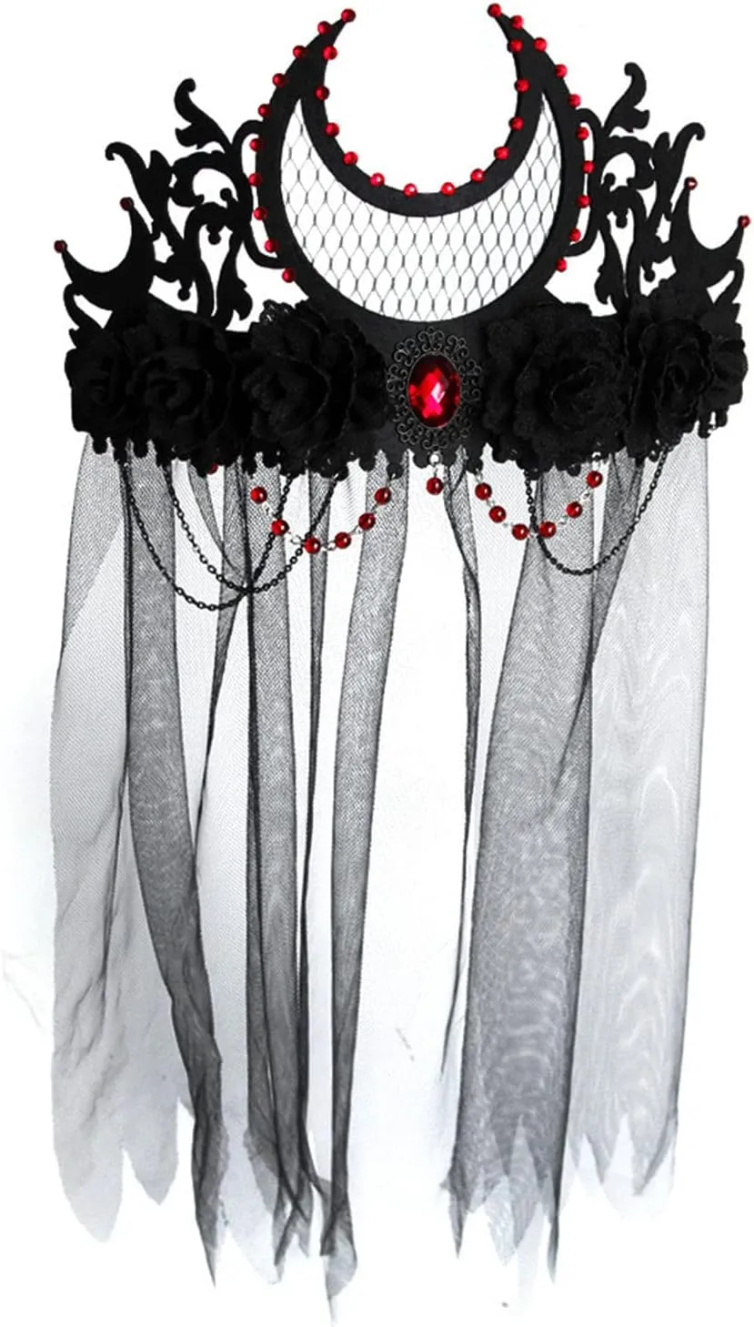 Devil Witch Mesh Crown Tiara Day of The Dead Headband Headband Halloween Hair Accessories