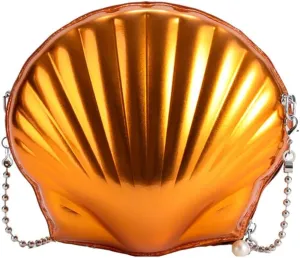 DJBM Women Cute Seashell Evening Clutch Handbag PU Leather Fashion Chic Crossbody Bag for Wedding Dress