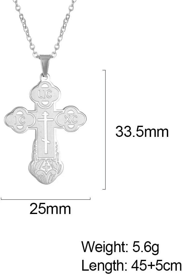 Eastern Orthodox Serbian Cross Pendant Necklace Stainless Steel Talisman Charm Necklaces