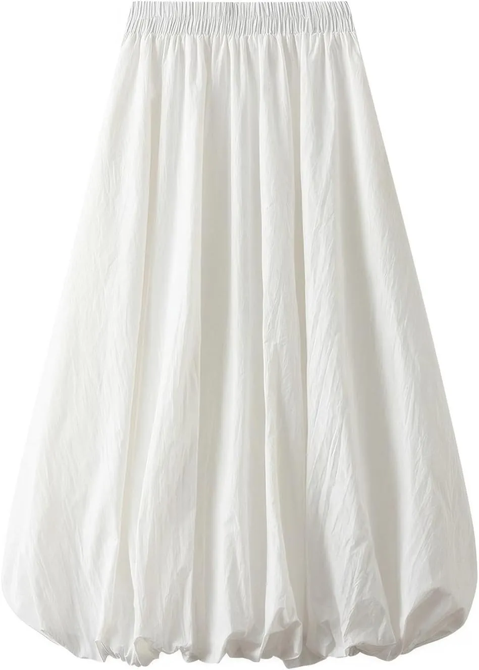 ebossy Women's High Elastic Waist Pleated Cinch Bottom A-line Bohemian Midi Skirts with Pockets