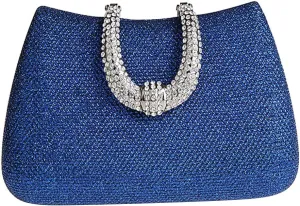 ELEOPTION Women's Bling Glitter Purse Clutch Bag Hard Case With Full Rhinestones For Cocktail Party Wedding
