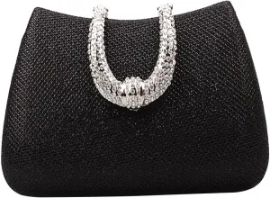 ELEOPTION Women's Bling Glitter Purse Clutch Bag Hard Case With Full Rhinestones For Cocktail Party Wedding