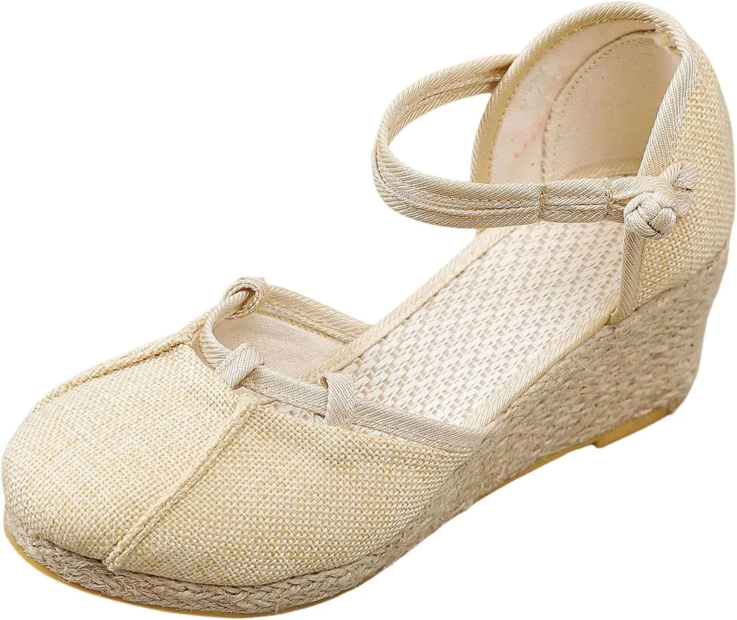 Espadrilles Wedges for Women Dressy Summer Comfortable Non Slip Retro Sandals Closed Toe Strappy Ankle Strap Summer Casual Beach Walking Shoes for Office Or Fashion