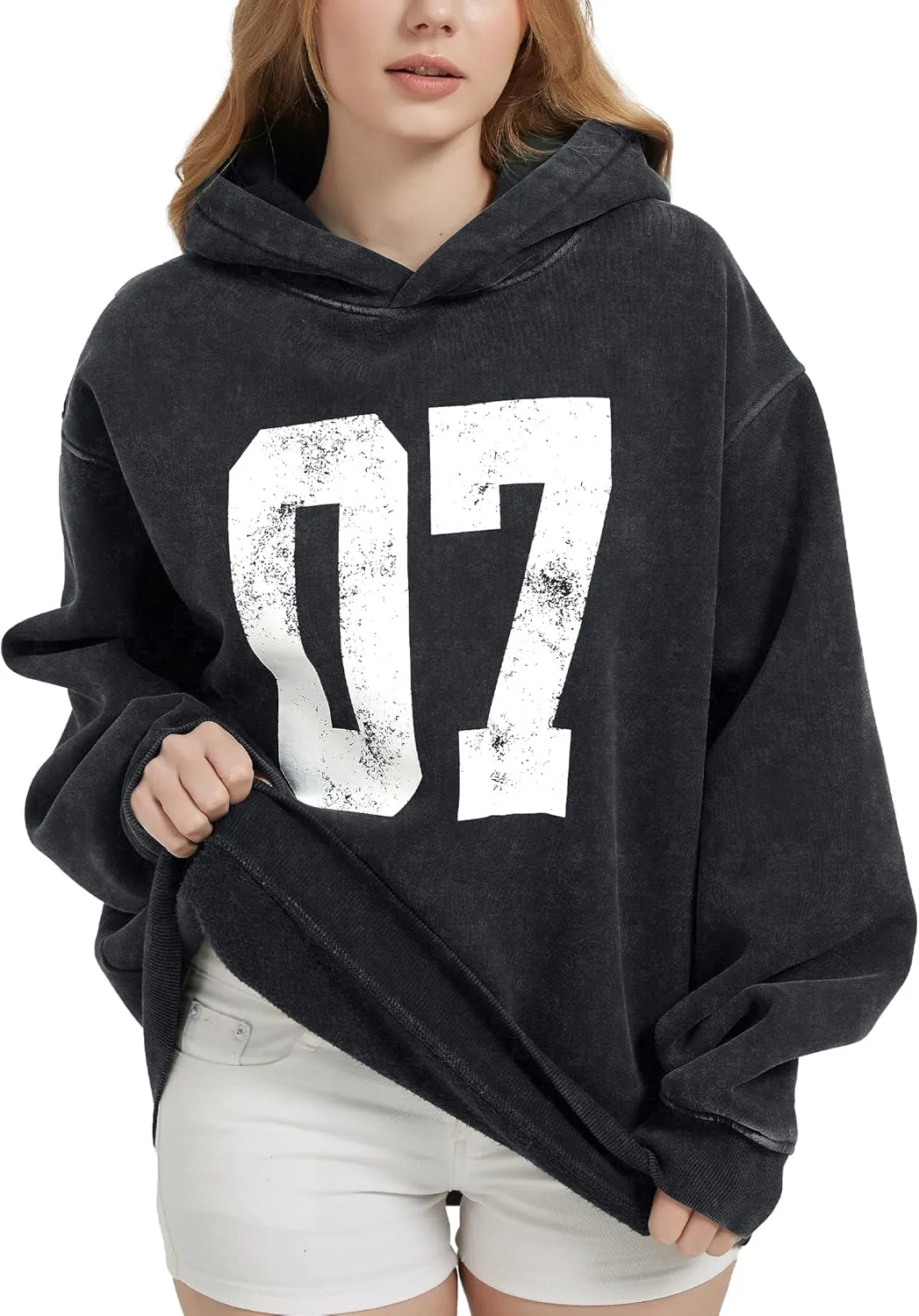 FAIABLE Oversized Hoodies for Women Acid Washed Graphic Women's Fashion Hoodies Sweatshirts Y2k Sweater Preppy for College