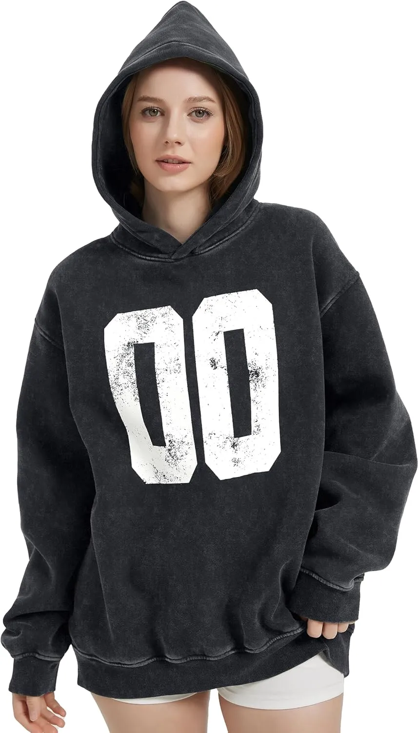 FAIABLE Oversized Hoodies for Women Acid Washed Graphic Women's Fashion Hoodies Sweatshirts Y2k Sweater Preppy for College
