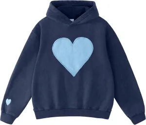 FAIABLE Womens Oversized Heart Patch Couples Hoodies Sweatshirts Heavyweight Vintage Fleece Hoodies for Women 2025