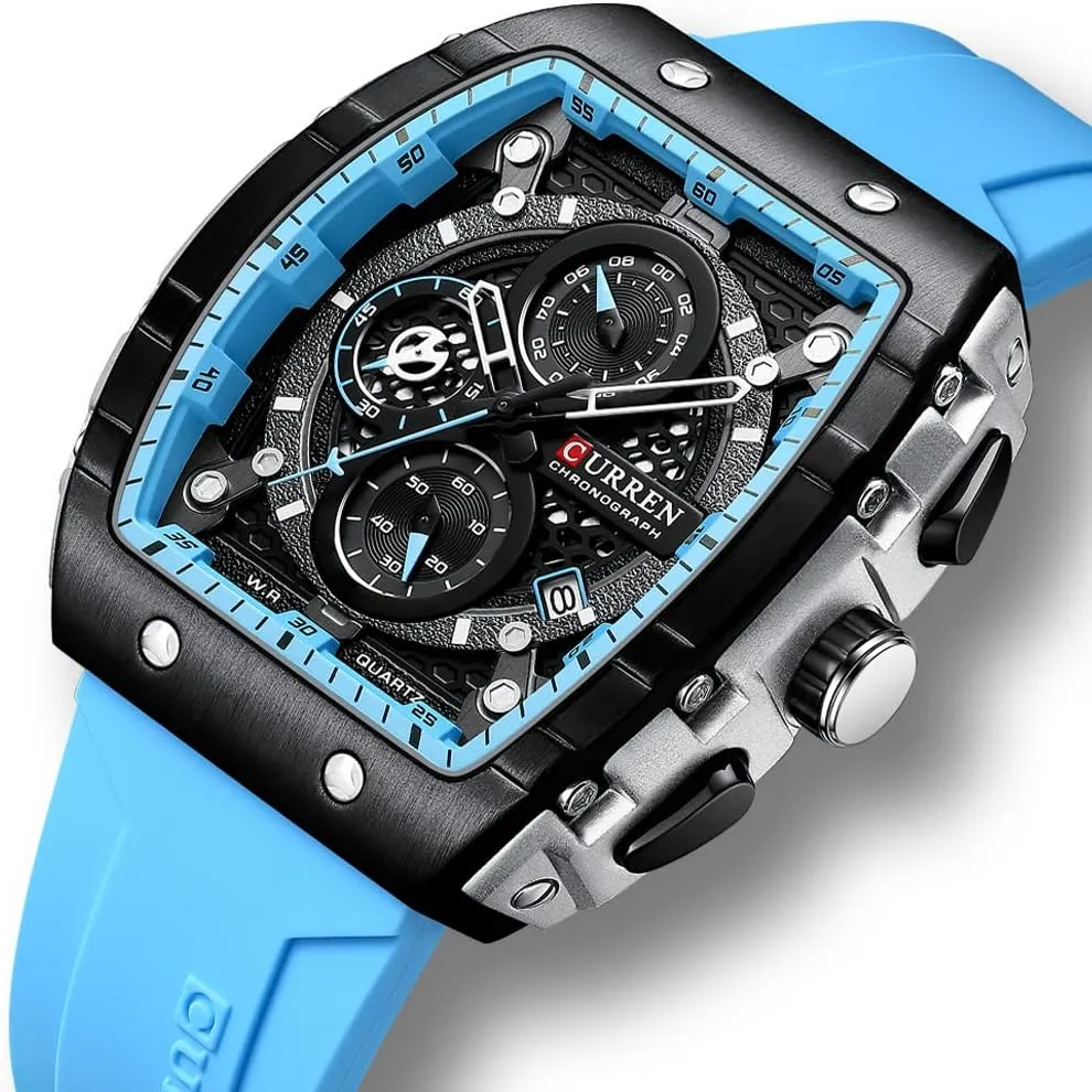 FANMIS Men's Multifunction Military Analog Watch Big Face Luminous Chronograph Fashion Quartz Business Dress Waterproof Sport Watch Silicone Strap