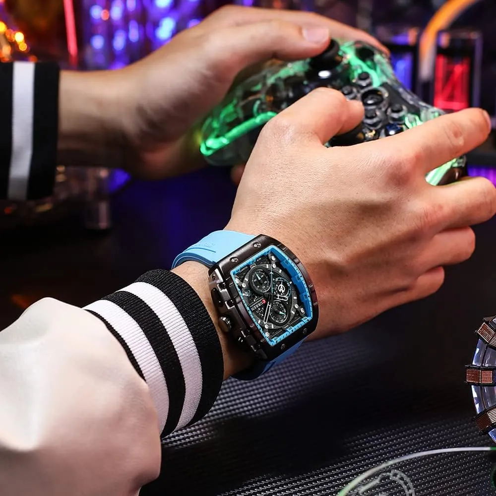 FANMIS Men's Multifunction Military Analog Watch Big Face Luminous Chronograph Fashion Quartz Business Dress Waterproof Sport Watch Silicone Strap