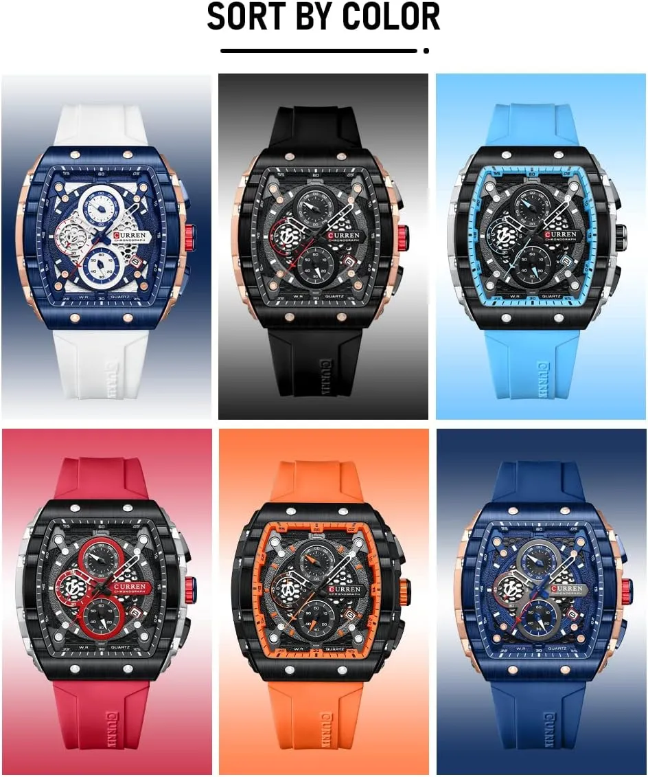 FANMIS Men's Multifunction Military Analog Watch Big Face Luminous Chronograph Fashion Quartz Business Dress Waterproof Sport Watch Silicone Strap