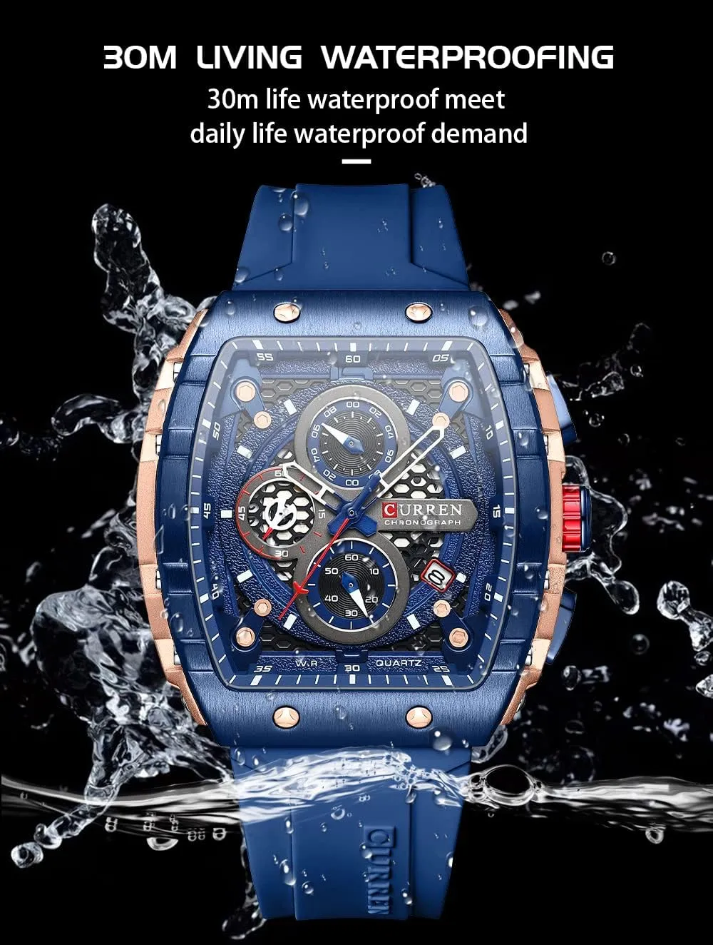 FANMIS Men's Multifunction Military Analog Watch Big Face Luminous Chronograph Fashion Quartz Business Dress Waterproof Sport Watch Silicone Strap