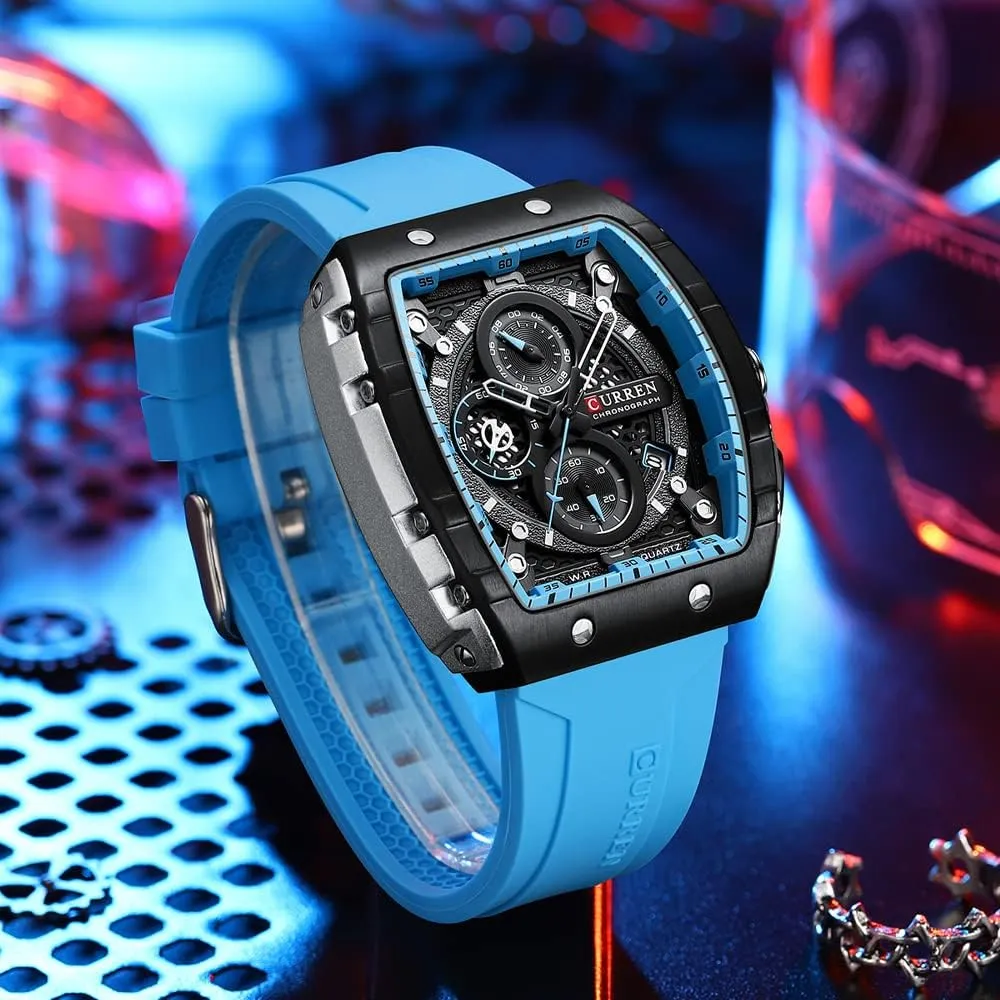 FANMIS Men's Multifunction Military Analog Watch Big Face Luminous Chronograph Fashion Quartz Business Dress Waterproof Sport Watch Silicone Strap