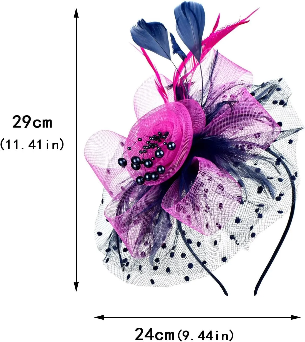 Fascinator Hat for Women Flower Pearls Mesh Feathers Hair Clip Tea Parties Wedding Hat Headpiece