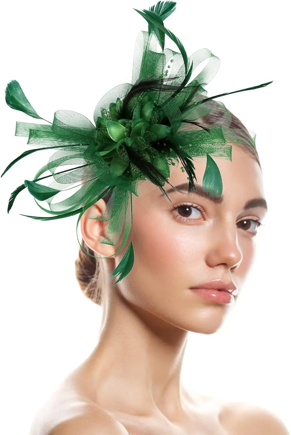 Fascinators Hat 1920s Fascinators Hats for Women Flower Mesh Feathers Hair Clip Tea Parties Hats Feather Headband