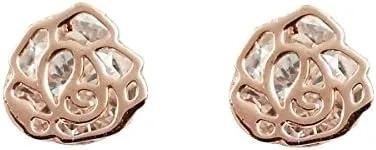 Fashion Jewelry - 18K Rose Gold Plated Rose Stud Earrings