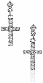 Fashion Jewelry - 18K White Gold Plated Cross Stud Earrings