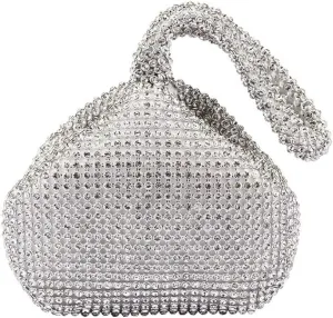 Fashion Women Bridesmaid Lady Girl Bride Glitter Evening Clutch Bag for Prom Cocktail Party Wedding1920s Style (Silver)